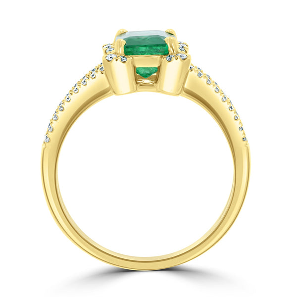 1.53ct Emerald Rings with 0.20tct diamonds set in 14kt yellow gold