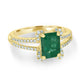 1.53ct Emerald Rings with 0.20tct diamonds set in 14kt yellow gold