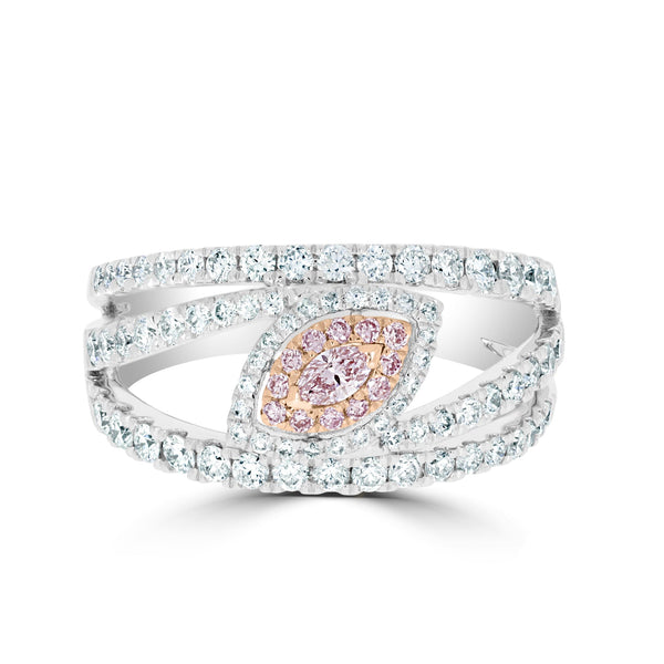 0.08Tct Pink Diamond Ring With 0.91Tct Diamond Accents Set In 14K Two Tone Gold