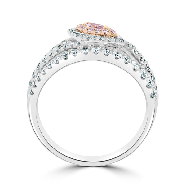 0.08Tct Pink Diamond Ring With 0.91Tct Diamond Accents Set In 14K Two Tone Gold