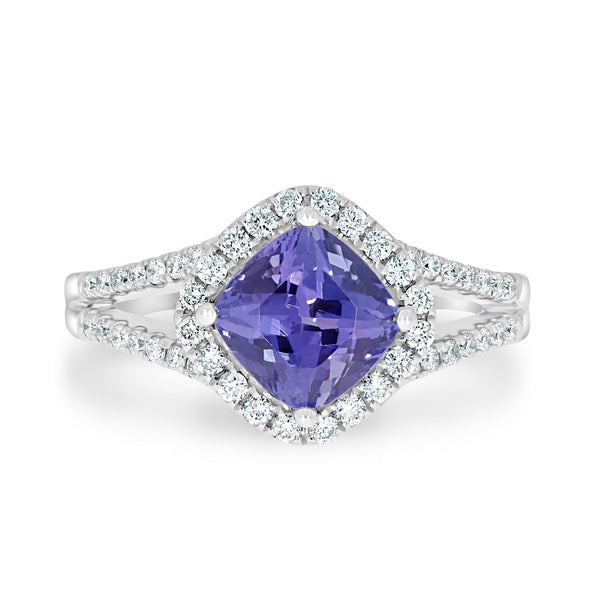 1.84ct Tanzanite Rings with 0.36tct diamonds set in 14kt white gold