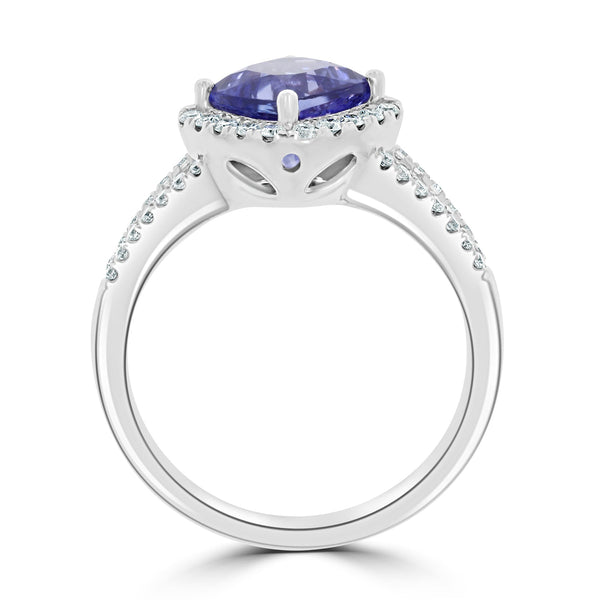 1.84ct Tanzanite Rings with 0.36tct diamonds set in 14kt white gold