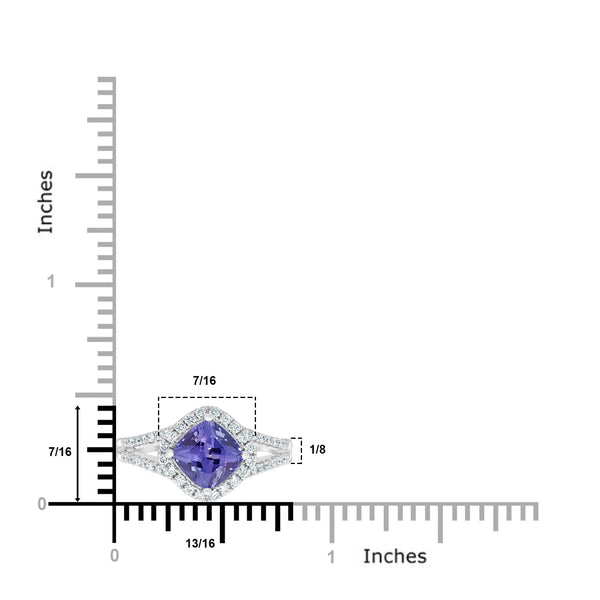 1.84ct Tanzanite Rings with 0.36tct diamonds set in 14kt white gold