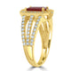 1.24Ct Ruby Ring With 0.59Tct Diamonds Set In 14K Yellow Gold