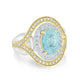 Unique Teal 2.54ct Paraiba Tourmaline Ring With 0.58tct Diamond Accents In 18K Two Tone Gold