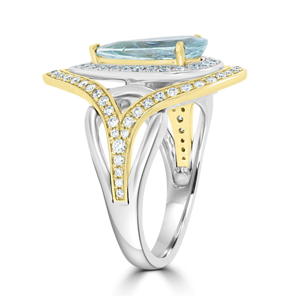 1.69ct Paraiba Rings with 0.66tct diamonds set in 18KT two tone gold