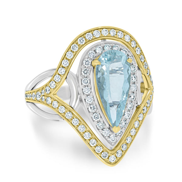 1.69ct Paraiba Rings with 0.66tct diamonds set in 18KT two tone gold