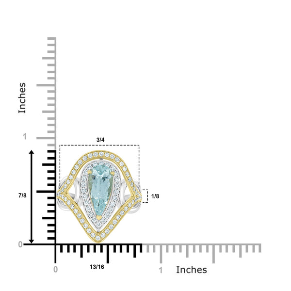 1.69ct Paraiba Rings with 0.66tct diamonds set in 18KT two tone gold