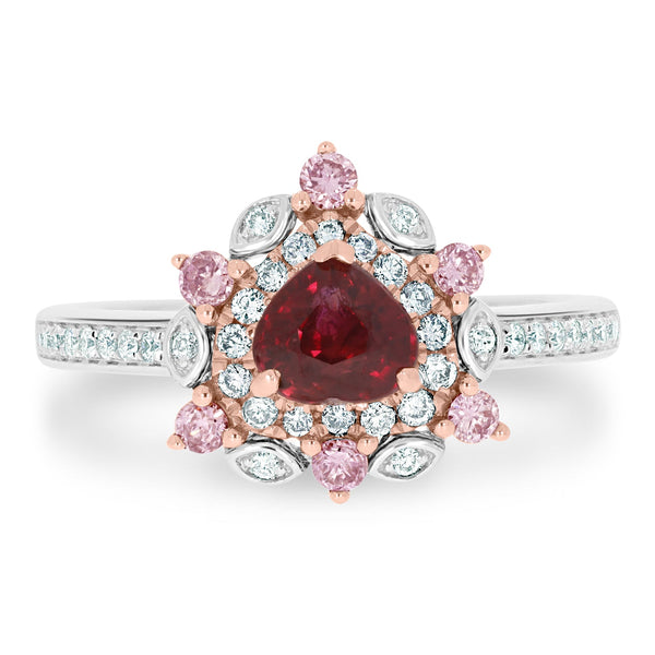 1.09Ct Ruby Ring With 0.43Tct Diamonds Set In 18K Two Tone Gold