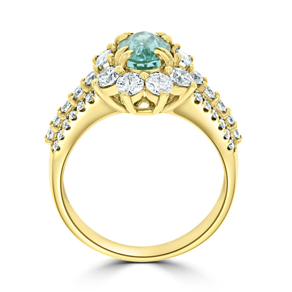 1.49ct Paraiba Rings with 1.45tct diamonds set in 18KT yellow gold