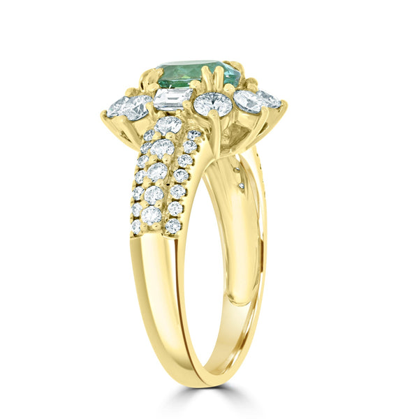 1.49ct Paraiba Rings with 1.45tct diamonds set in 18KT yellow gold