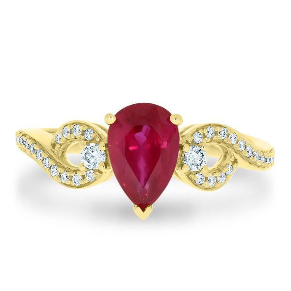 1.45Ct Ruby Ring With 0.18Tct Diamonds Set In 14K Yellow Gold