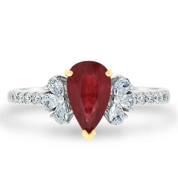 1.40Ct Ruby Ring With 0.41Tct Diamonds Set In 14K Two Tone Gold