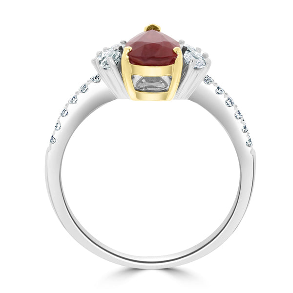 1.40Ct Ruby Ring With 0.41Tct Diamonds Set In 14K Two Tone Gold