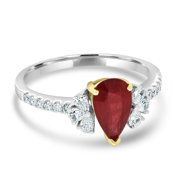 1.40Ct Ruby Ring With 0.41Tct Diamonds Set In 14K Two Tone Gold