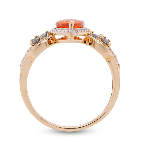 1.65ct Mandarin Garnet Rings with 0.10tct diamonds set in 14K white gold