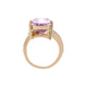 Tear Drop Pear Cut 10.5Ct Kunzite Ring With 0.27Tct Diamond Pave 14Kt Yellow Gold Band