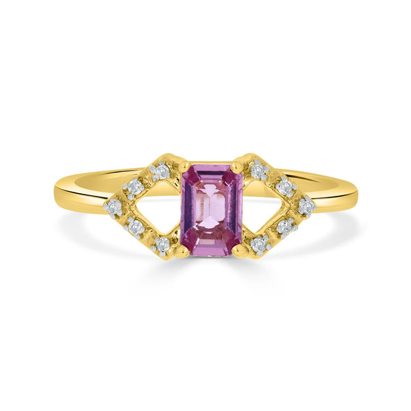 0.58ct Pink Sapphire Rings with 0.04tct diamonds set in 14KT gold