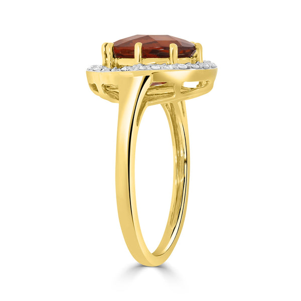 2.21 Citrine Rings with 0.2tct Diamond set in 14K Yellow Gold