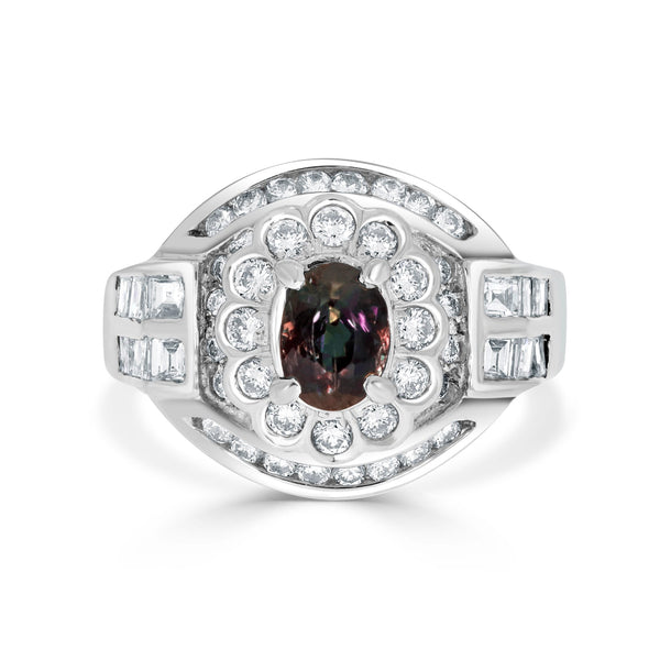 0.94ct Alexandrite Rings With 1.10tct Diamonds Set In Platinum 900 Platinum