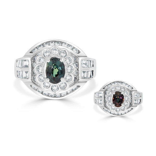 0.94ct Alexandrite Rings With 1.10tct Diamonds Set In Platinum 900 Platinum