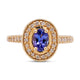 0.66ct Tanzanite Ring With 0.70tct Diamond Halo In 14K Yellow Gold