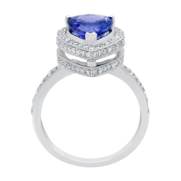 2.16ct Tanzanite Rings with 0.76ct diamonds set in 14K white gold