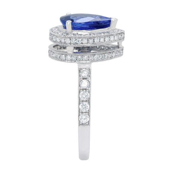 2.16ct Tanzanite Rings with 0.76ct diamonds set in 14K white gold