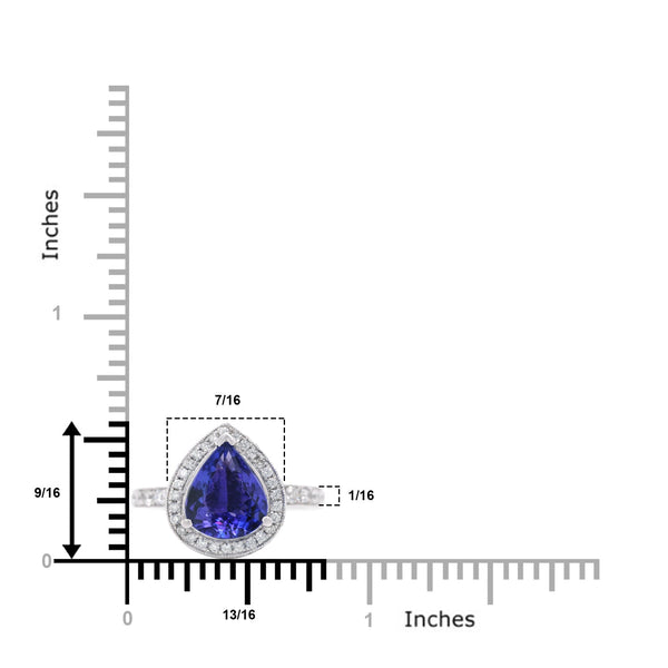 2.16ct Tanzanite Rings with 0.76ct diamonds set in 14K white gold