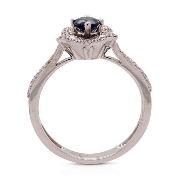 0.43Ct Sapphire Ring With 0.29Tct Diamonds In 18K White Gold