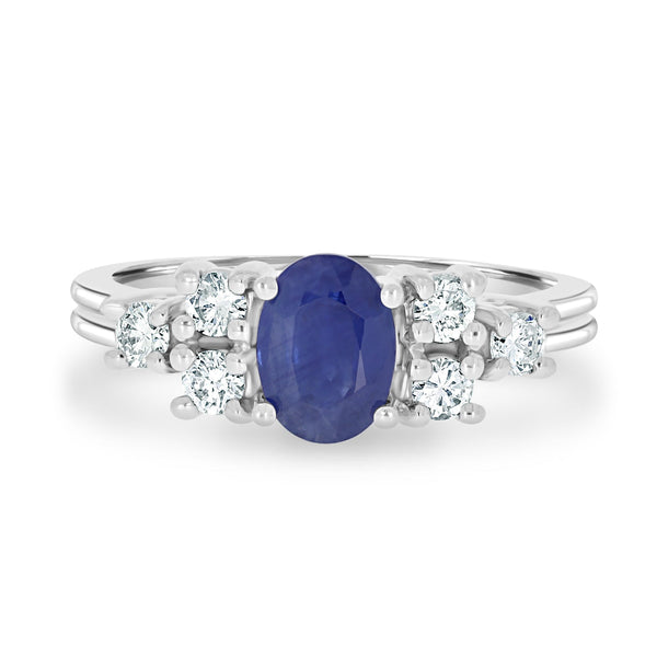 0.77ct Sapphire Rings with 0.34tct diamonds set in 14kt white gold