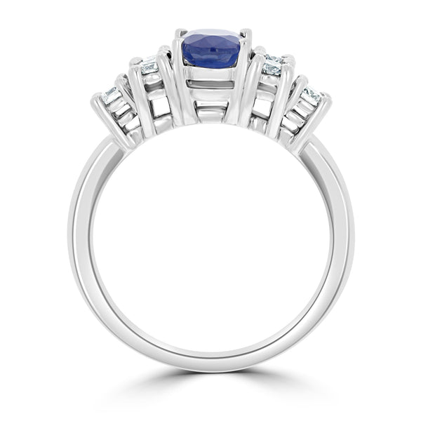 0.77ct Sapphire Rings with 0.34tct diamonds set in 14kt white gold