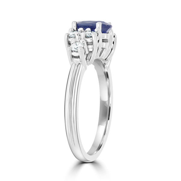 0.77ct Sapphire Rings with 0.34tct diamonds set in 14kt white gold