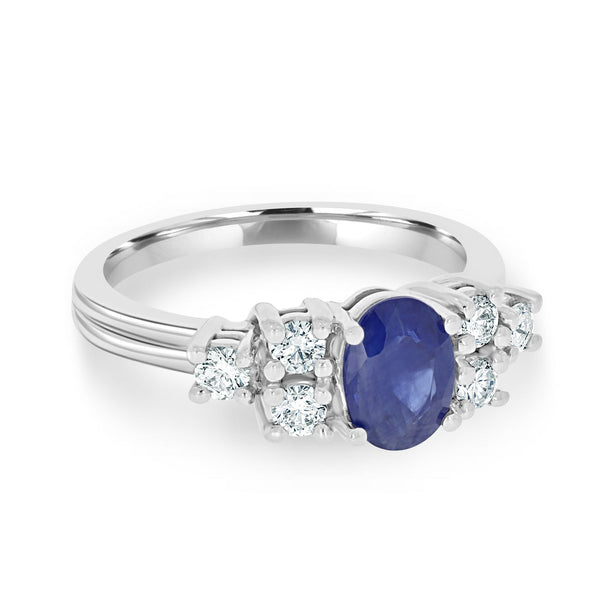 0.77ct Sapphire Rings with 0.34tct diamonds set in 14kt white gold