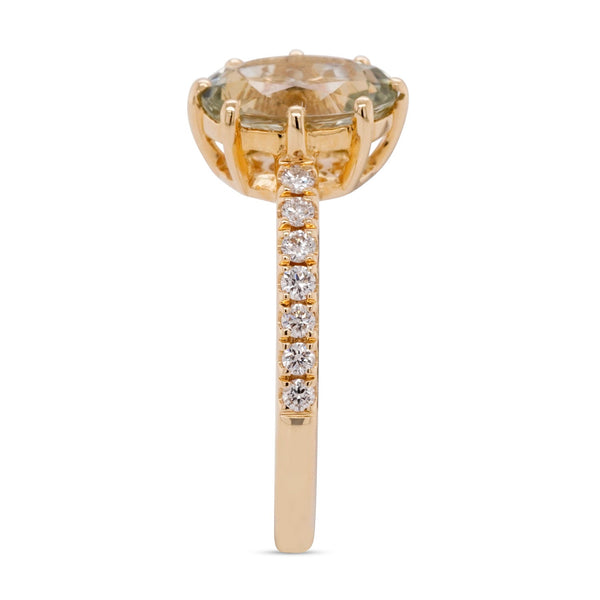 1.95ct Spessartite ring with 0.50ct diamonds set in 14K yellow gold