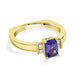 0.99ct Tanzanite ring with 0.10tct diamonds set in 14K yellow gold