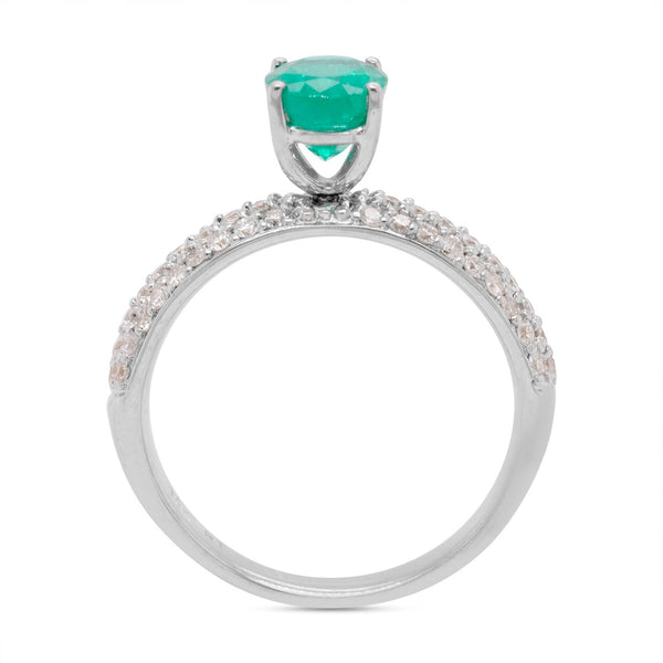 1.25ct Emerald ring with 0.40tct diamonds set in 14K white gold