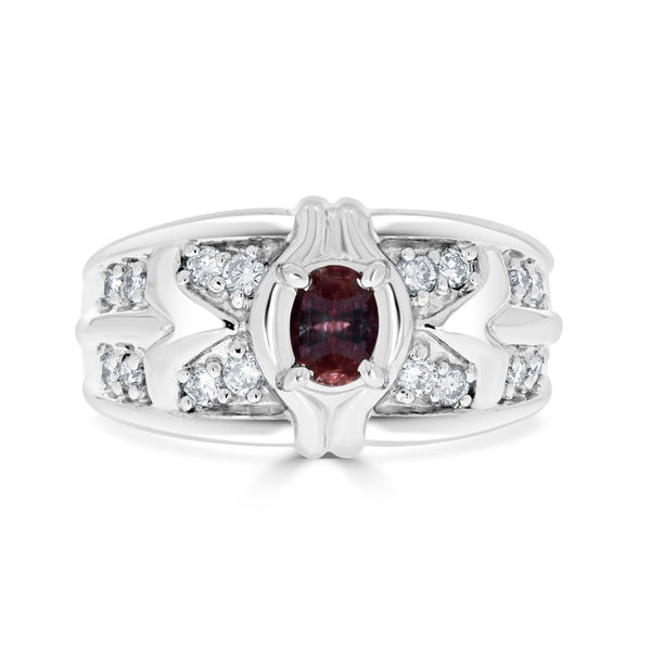 0.41ct Alexandrite Rings With 0.33tct Diamonds Set In Platinum 900 Platinum