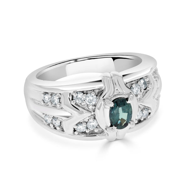 0.41ct Alexandrite Rings With 0.33tct Diamonds Set In Platinum 900 Platinum