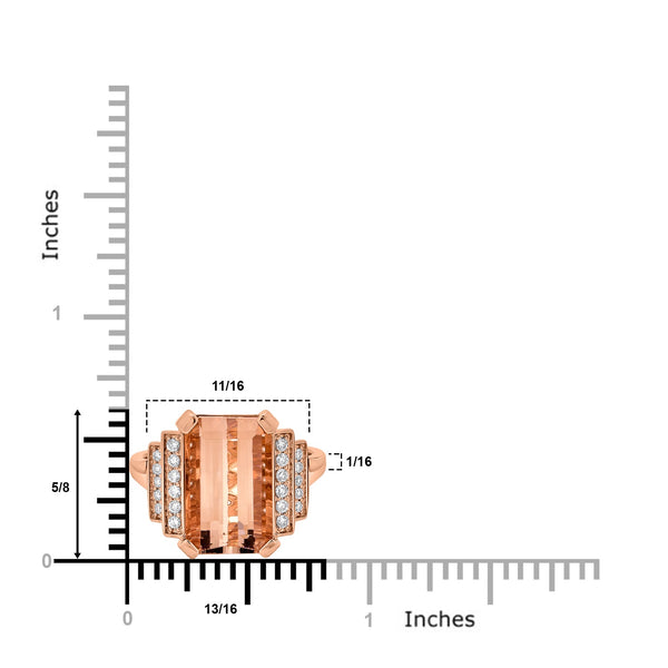 5.65ct Morganite ring with 0.23tct diamonds set in 14K rose gold