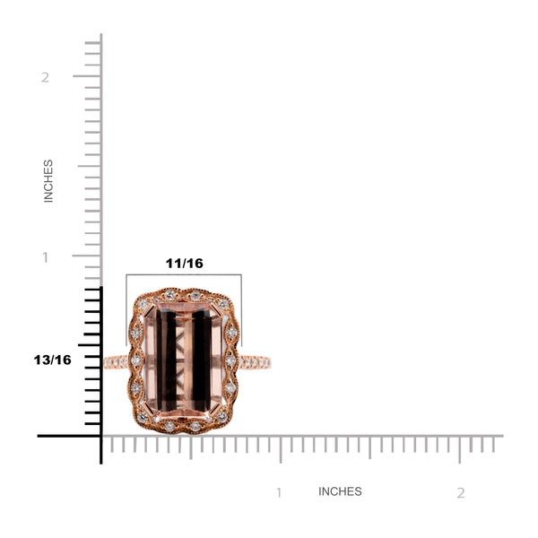 5.48ct Morganite ring with 0.20tct diamonds set in 14K two tone gold