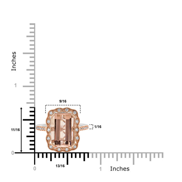 5.40ct Morganite ring with 0.20tct diamonds set in 14K two tone gold