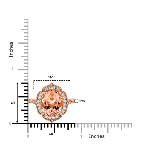 5.36ct Morganite ring with 0.35tct diamonds set in 14K rose gold