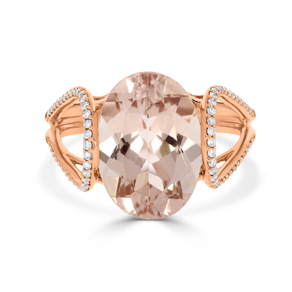 4.86ct Morganite Rings with 0.28tct Diamond set in 14K Rose Gold