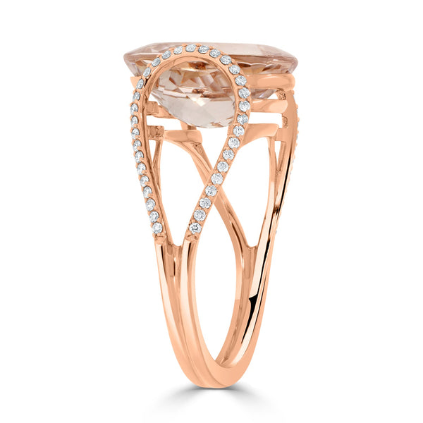 4.86ct Morganite Rings with 0.28tct Diamond set in 14K Rose Gold