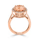 6.08ct Morganite ring with 0.44tct diamonds set in 14K rose gold