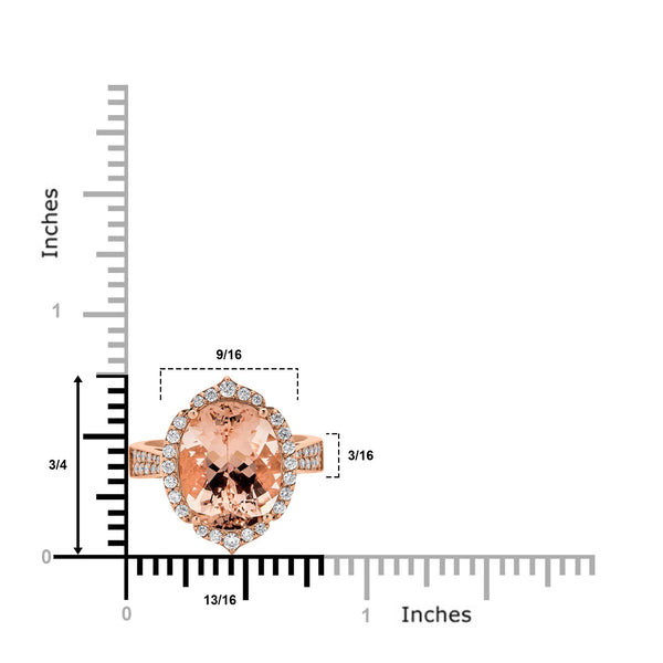 6.08ct Morganite ring with 0.44tct diamonds set in 14K rose gold