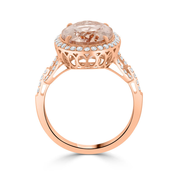 5.58ct Morganite Rings with 0.37tct Diamond set in 14K Rose Gold