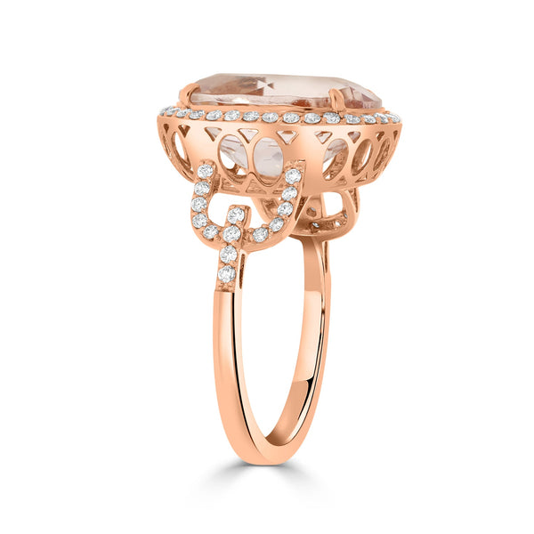 5.58ct Morganite Rings with 0.37tct Diamond set in 14K Rose Gold