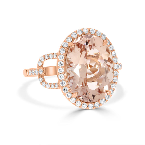 5.58ct Morganite Rings with 0.37tct Diamond set in 14K Rose Gold